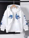 Boys' Star Print Hooded Zip-Up Jacket