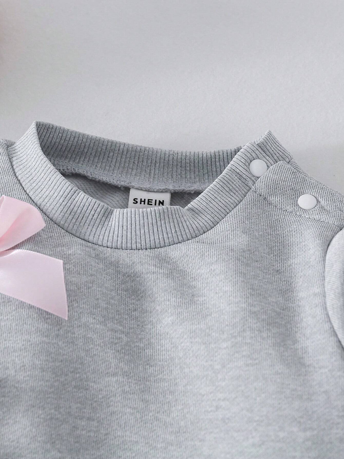 Baby Girl Purple Bowknot Sweatshirt Pants Set Light Grey