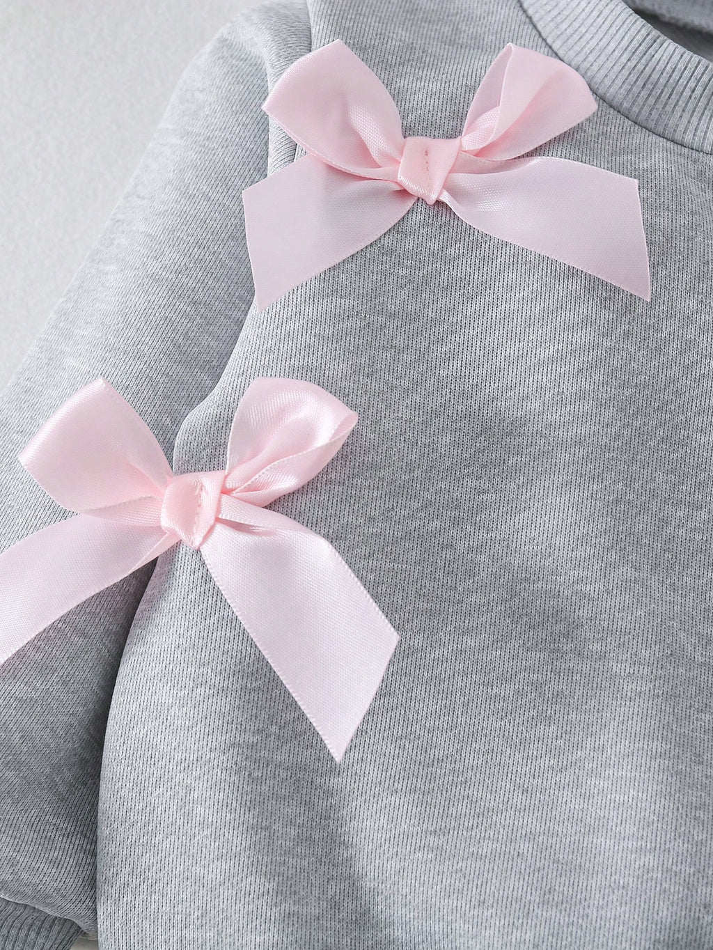 Baby Girl Purple Bowknot Sweatshirt Pants Set Light Grey