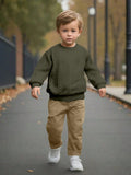 Bambinoo x Playful Pals Boys' Heathered Knit Sweater & Cargo Pants Set