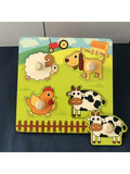 MuTongXB Toddler Wooden Farm Hand-Grasp Cognitive Matching Board (12M+)