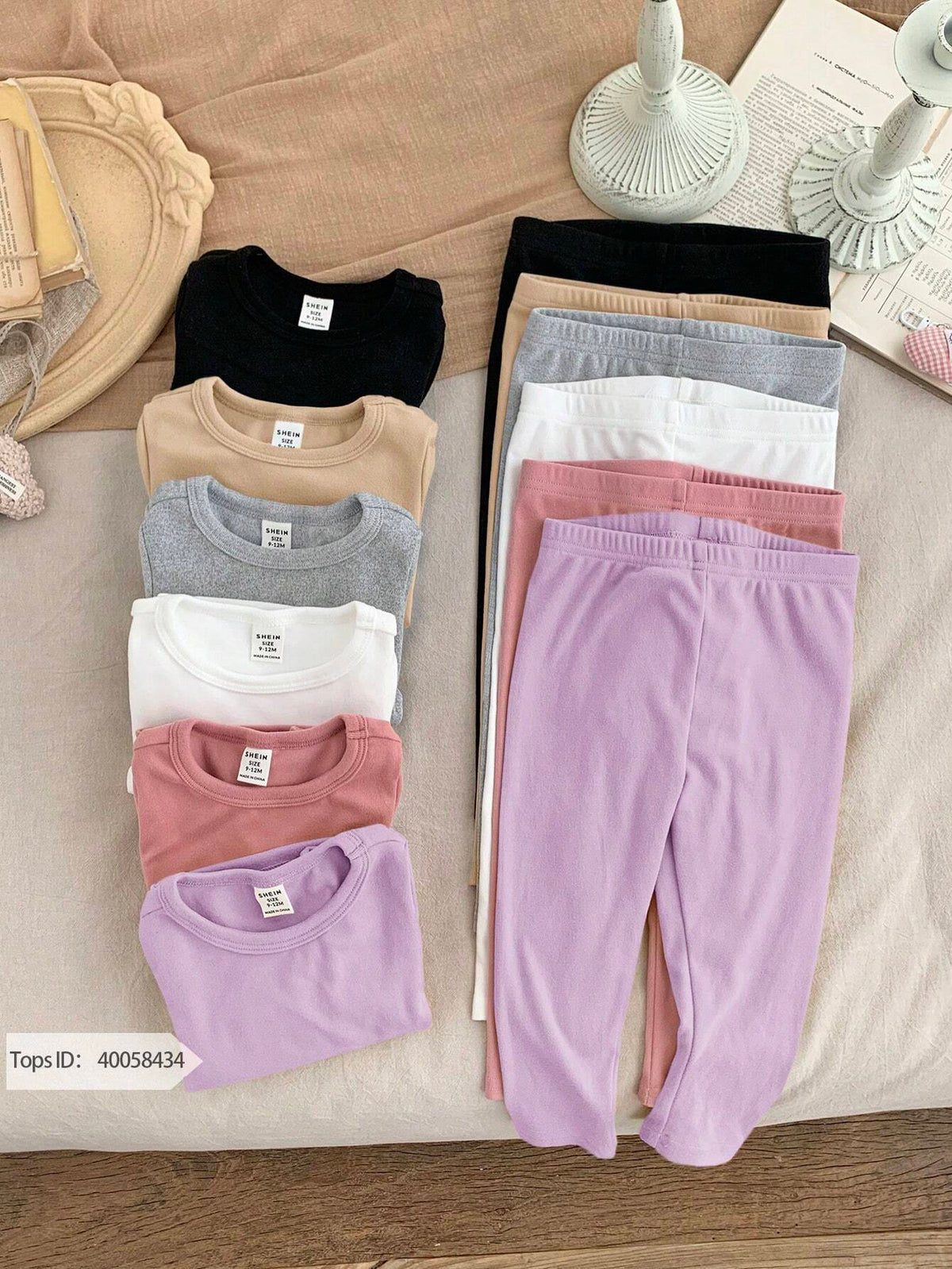 LMoss Kids Baby Girl Solid Knitted Leggings 6pc Set - Multicolor