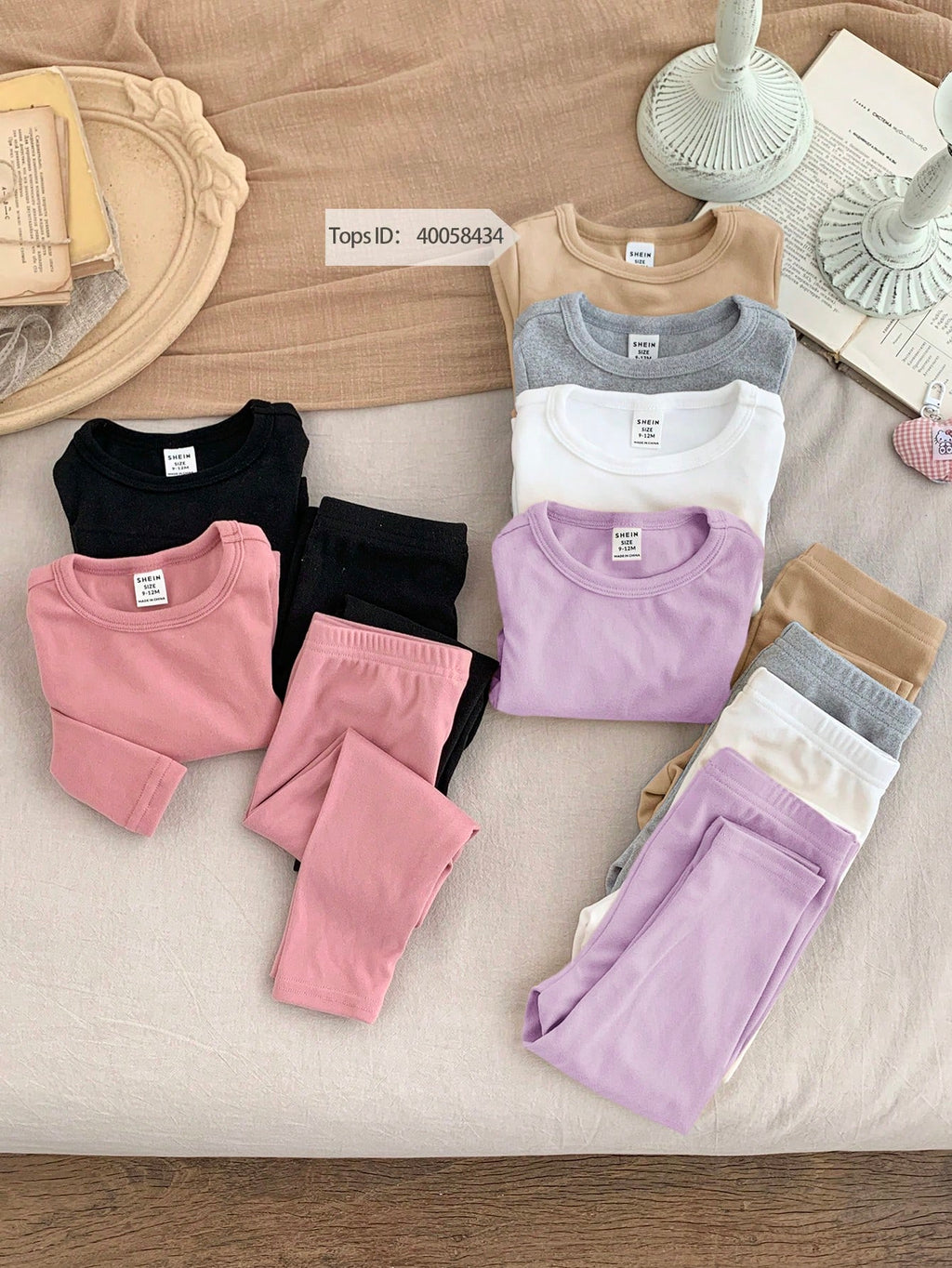 LMoss Kids Baby Girl Solid Knitted Leggings 6pc Set - Multicolor