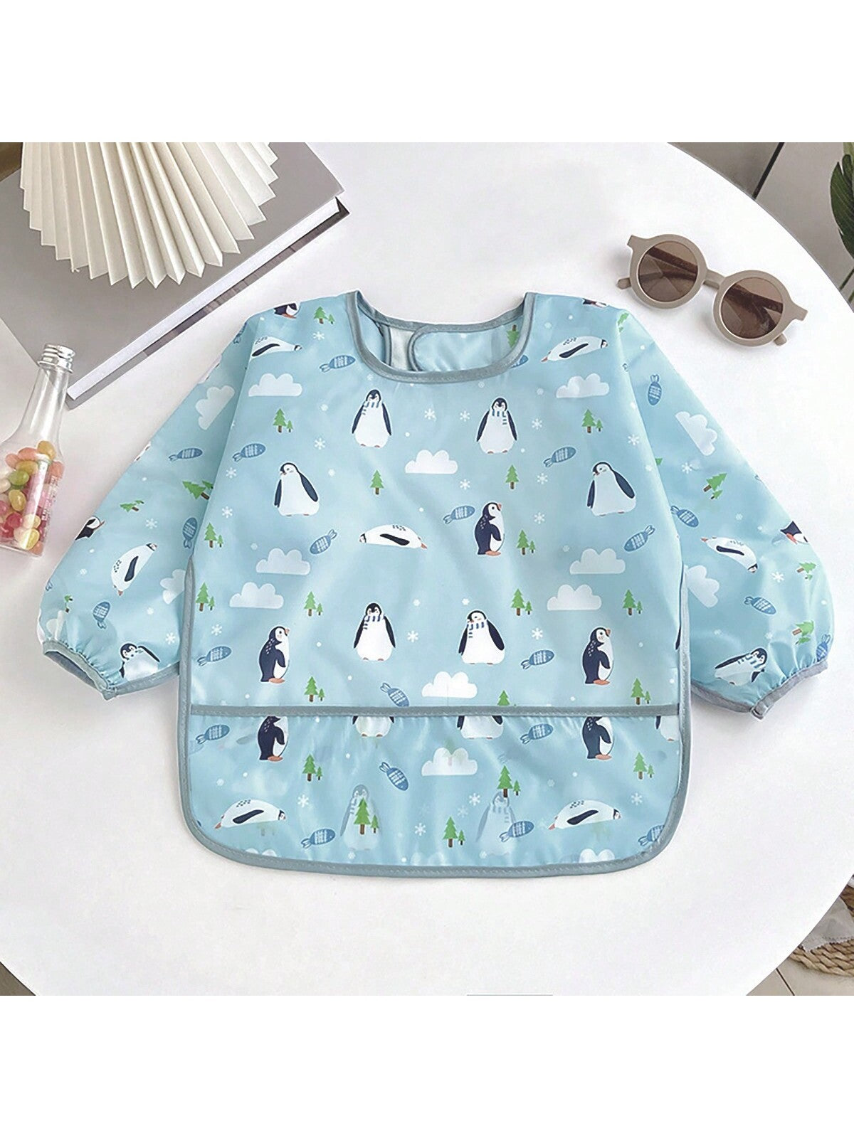 Baby  Cartoon Print Breathable Feeding Bib 1pc - Pink Pink