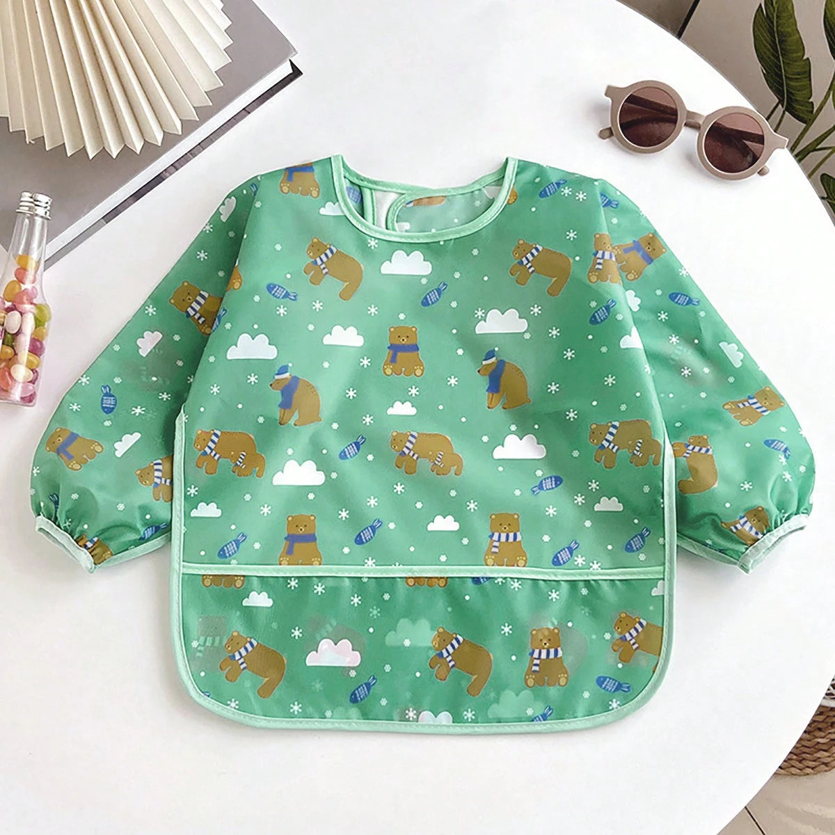 Baby  Cartoon Print Breathable Feeding Bib 1pc - Pink Pink