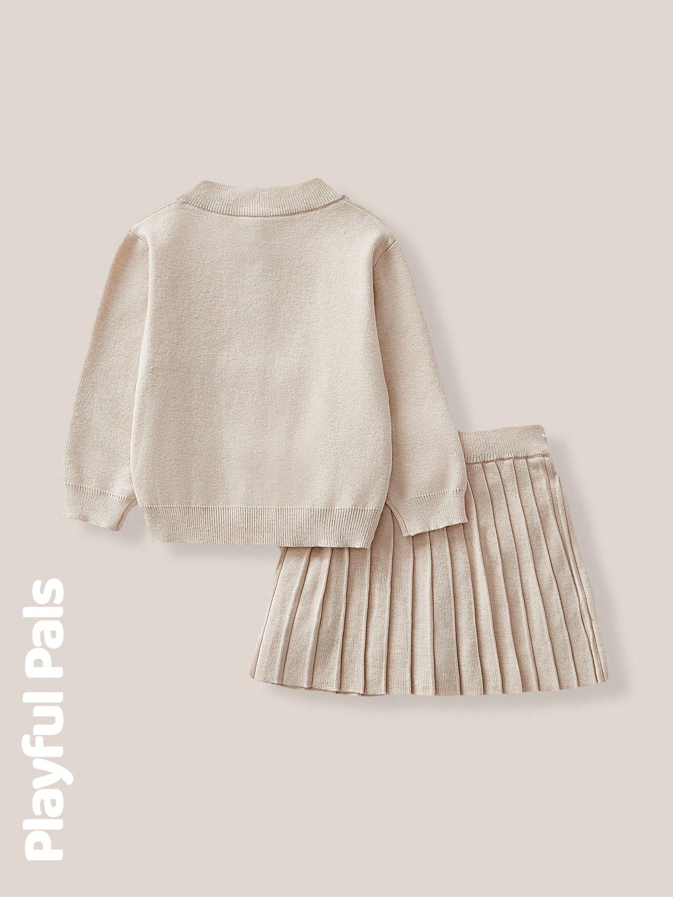 Ensemble Fille Cardigan Brodé Floral & Jupe Plissée