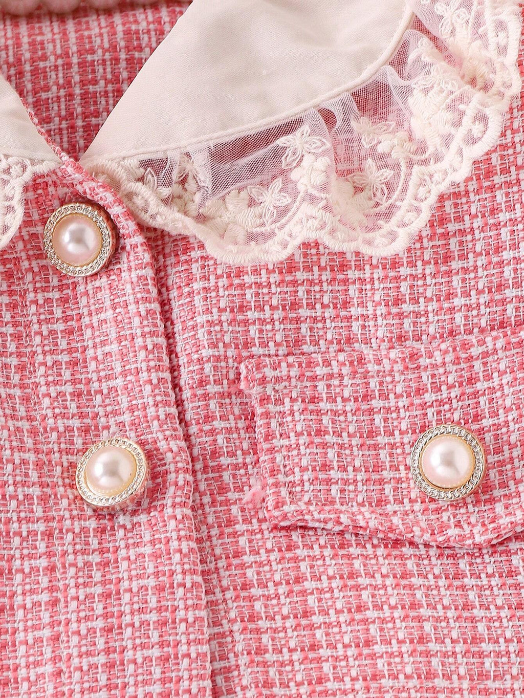 Young Girl Peter Pan Collar Lace Ruffle Jacket Bow Skirt Set