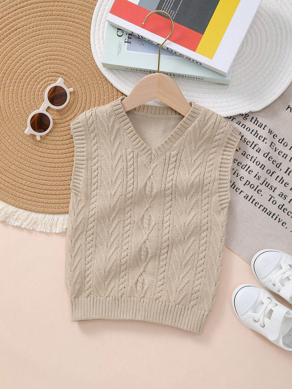 Boys' Collegiate Cable Knit Sweater Vest
