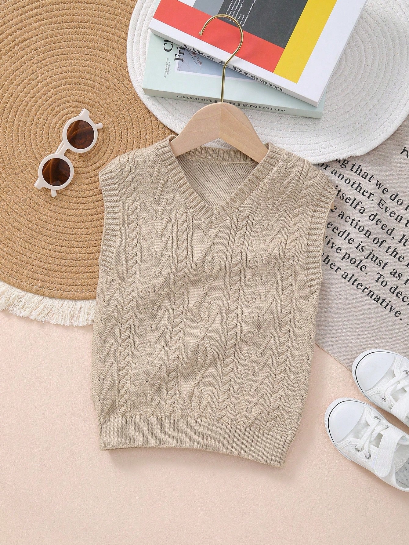 Boys' Collegiate Cable Knit Sweater Vest