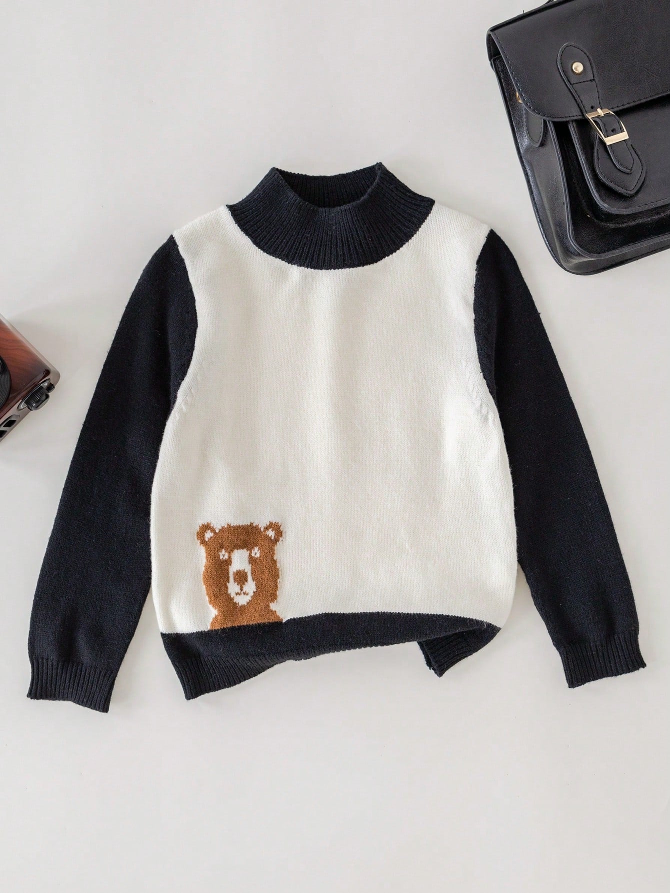 Boys' Oversized V-Neck Knit Sweater
