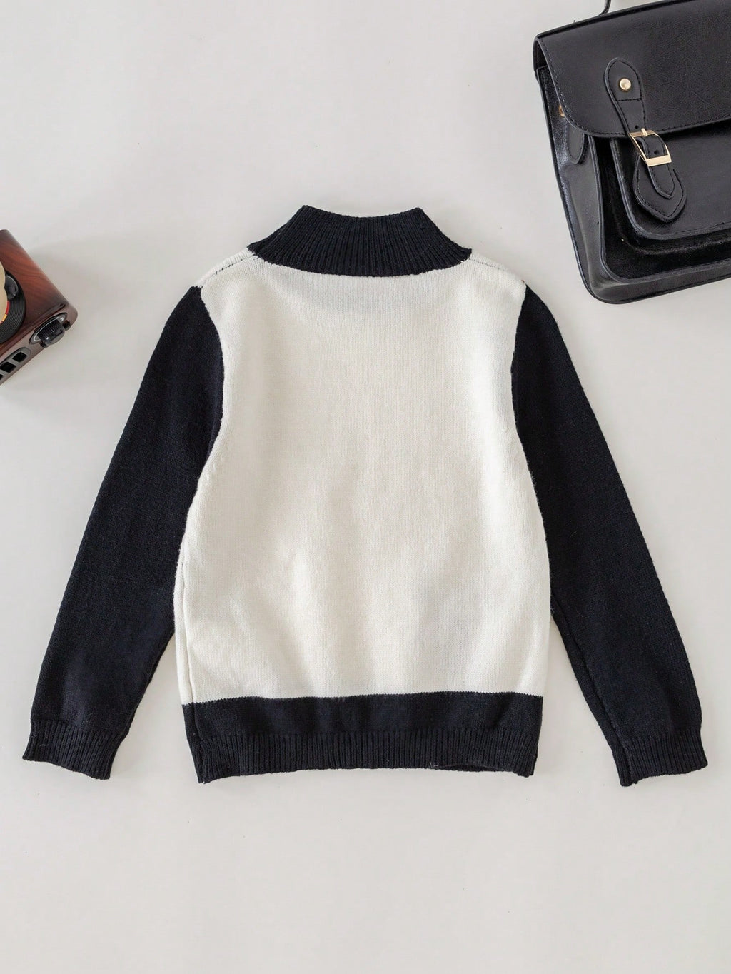 Boys' Oversized V-Neck Knit Sweater