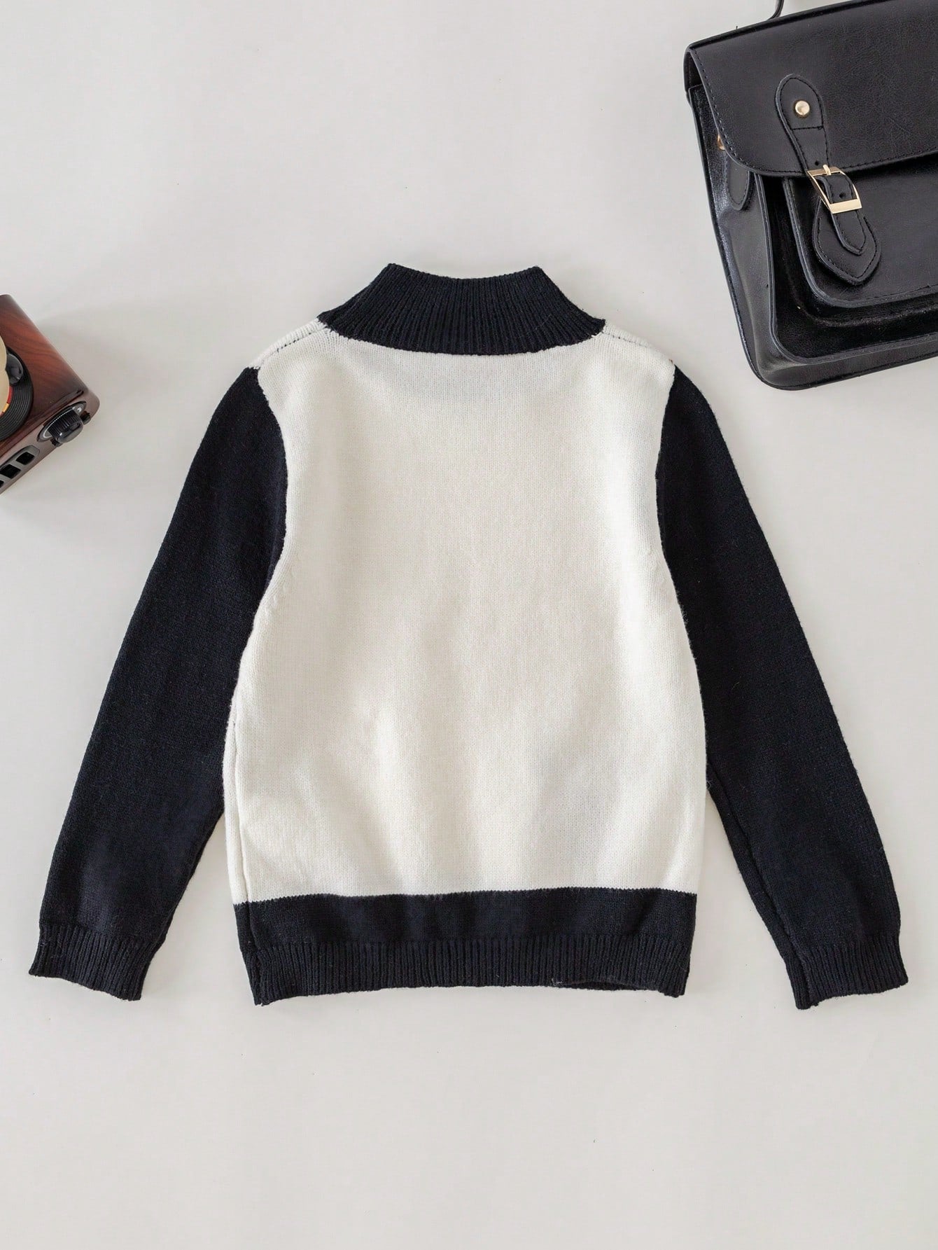 Boys' Oversized V-Neck Knit Sweater
