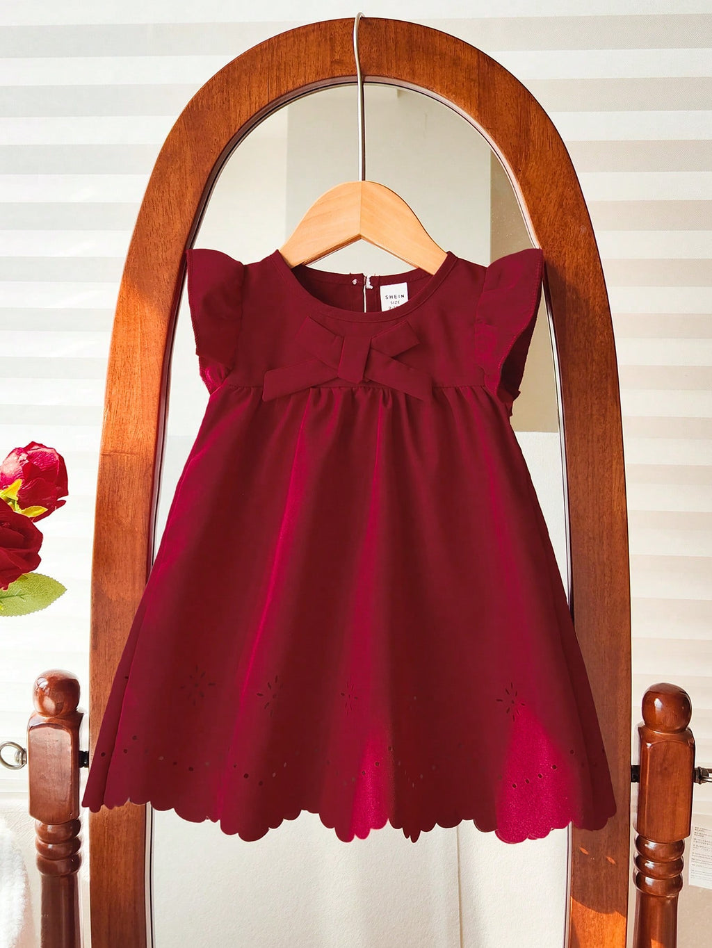 Robe d'été rouge bordeaux pour bébé fille Souflis