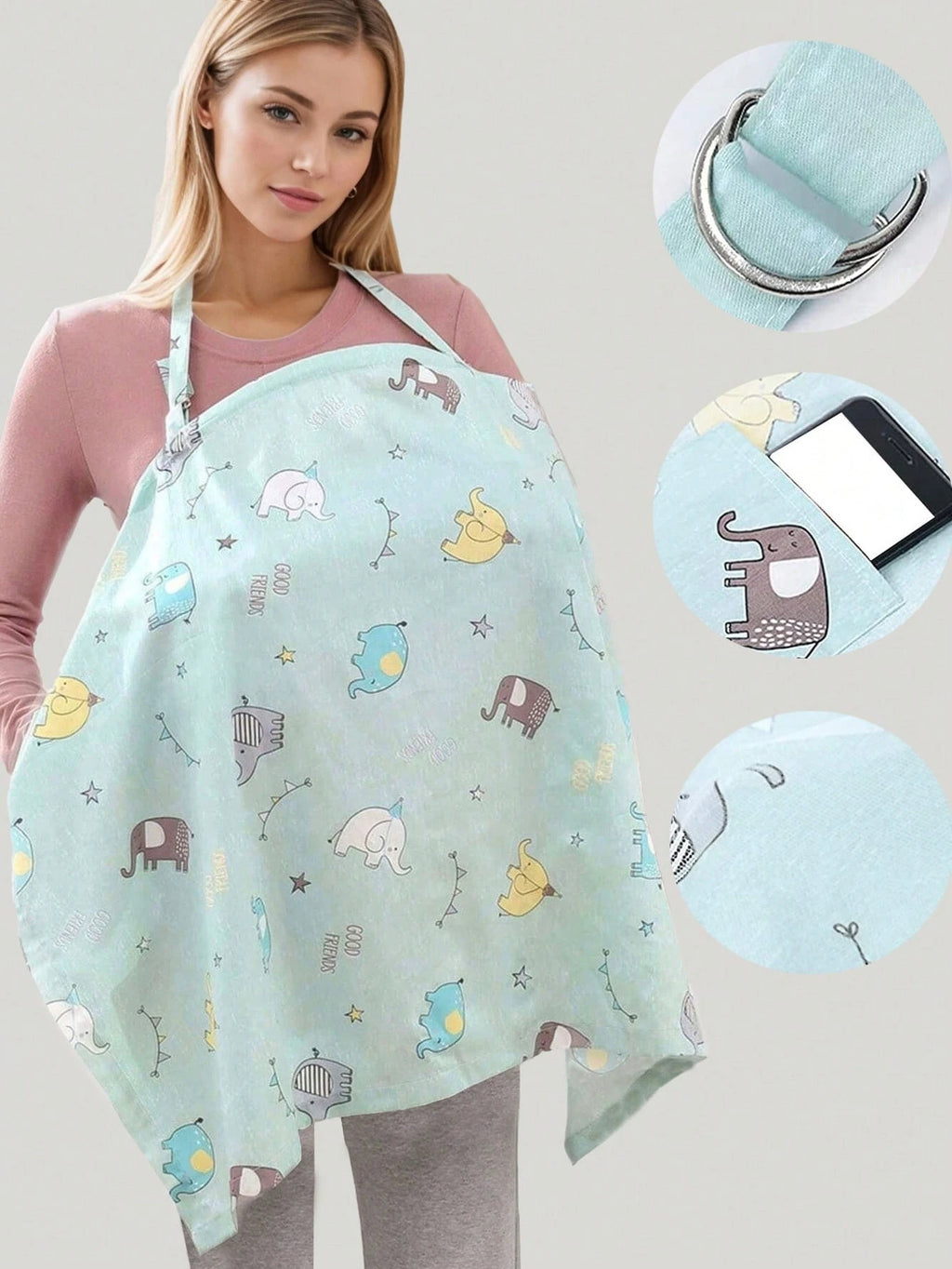 360° All-Round Breathable Nursing Cover Poncho with Mesh & Arched Neckline