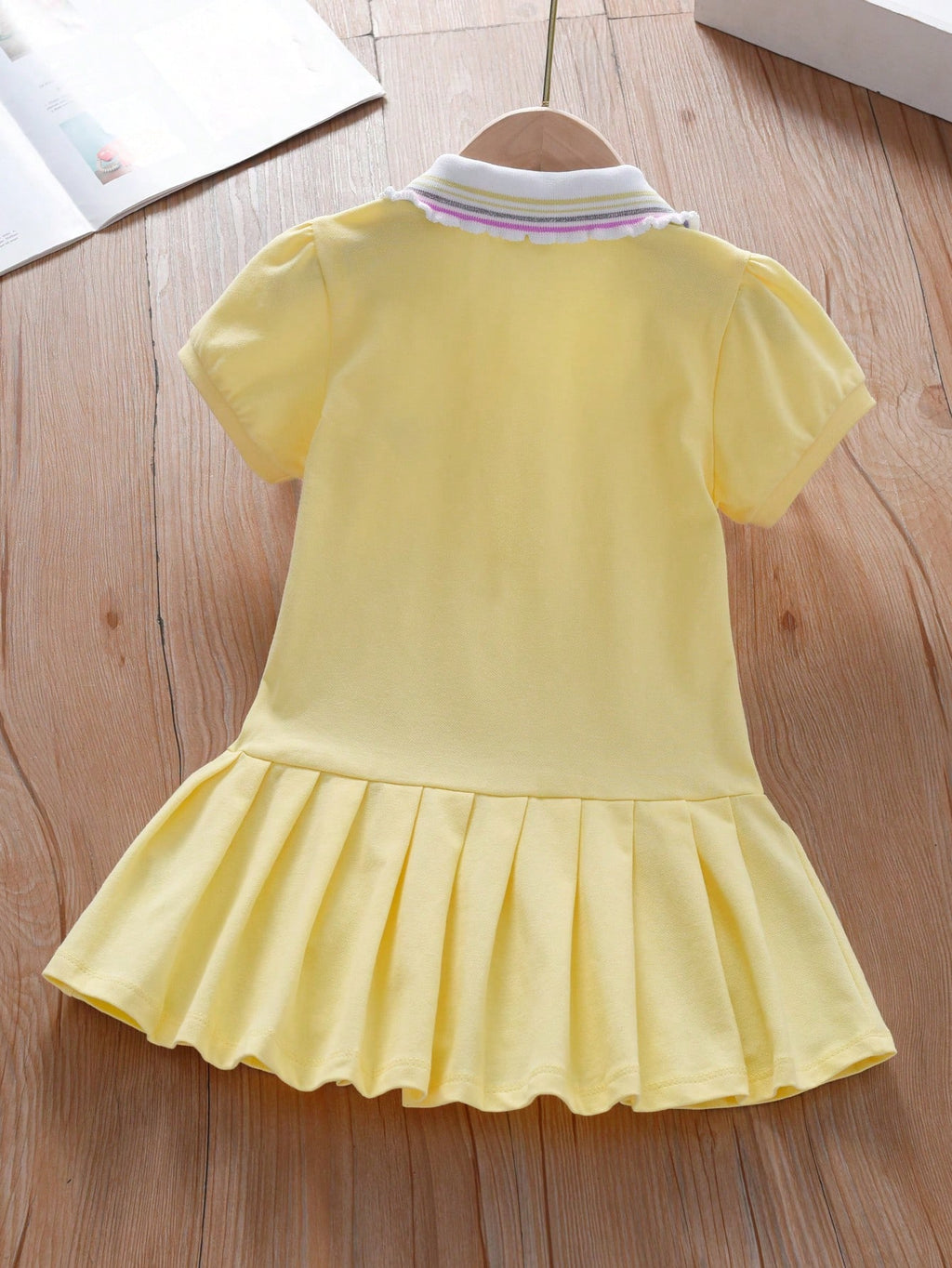 Girls' Heart & Rainbow Embroidered Polo Dress