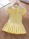 Girls' Heart & Rainbow Embroidered Polo Dress