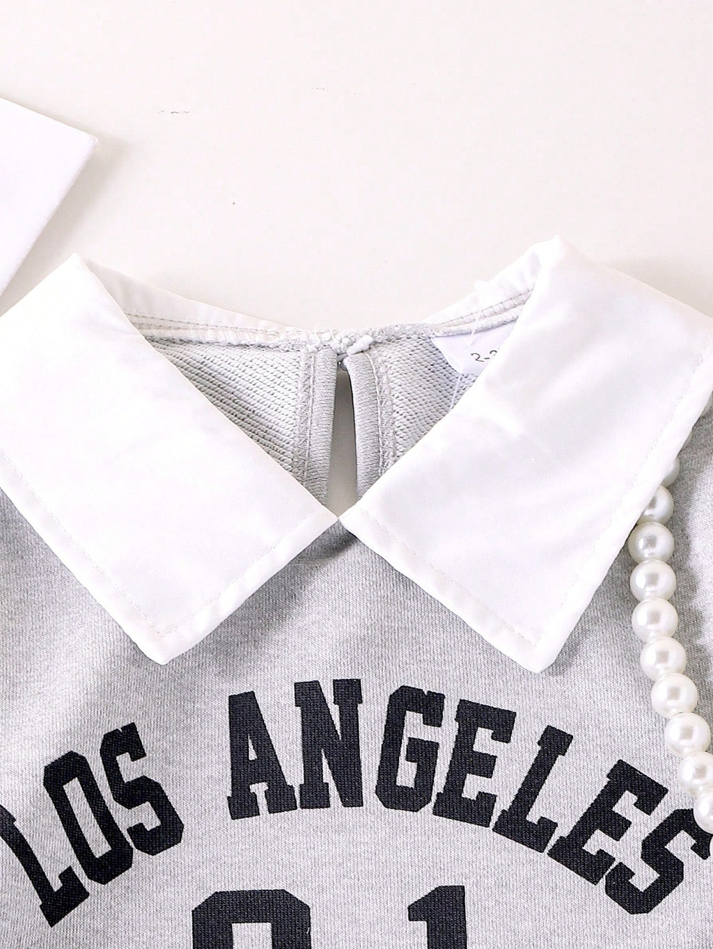 Young Girl Letter Print Collared Sweatshirt Pleated Skirt 2 Piece Set