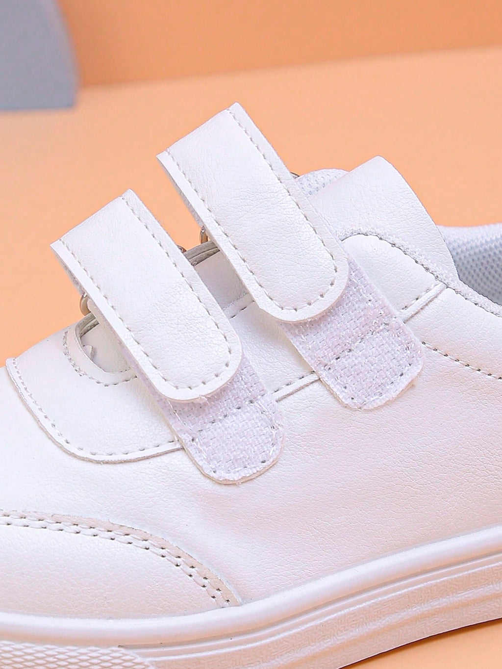 Bambinoo x Playful Pals Kids' Back-to-School Hook-and-Loop White Sneakers