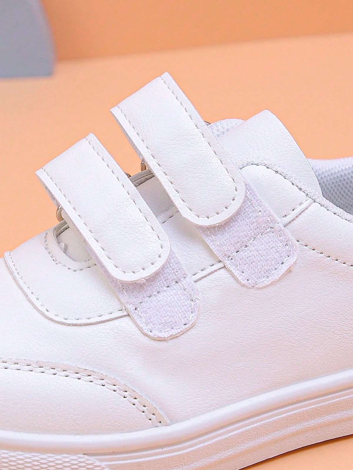 Bambinoo x Playful Pals Kids' Back-to-School Hook-and-Loop White Sneakers