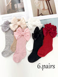 6 Pairs Baby Girls' Lovely Colorful Knee High Socks For Everyday Wear