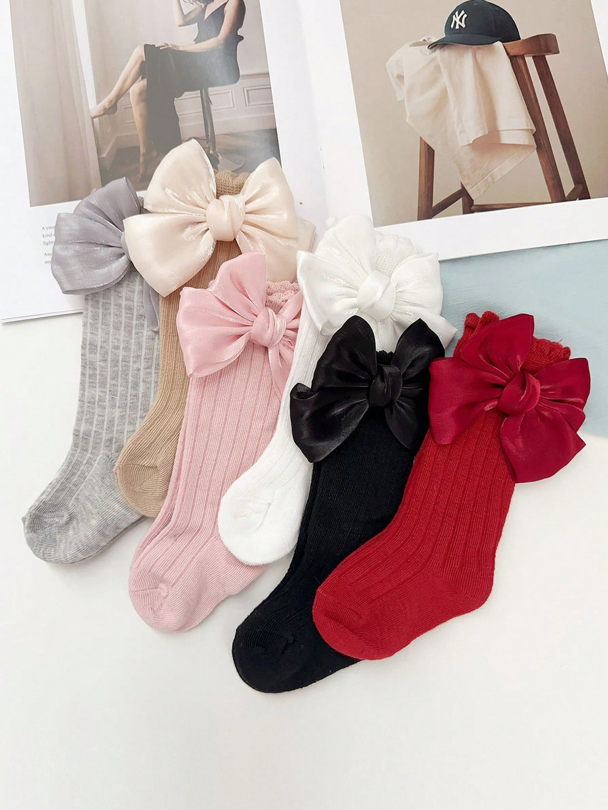 6 Pairs Baby Girls' Lovely Colorful Knee High Socks For Everyday Wear