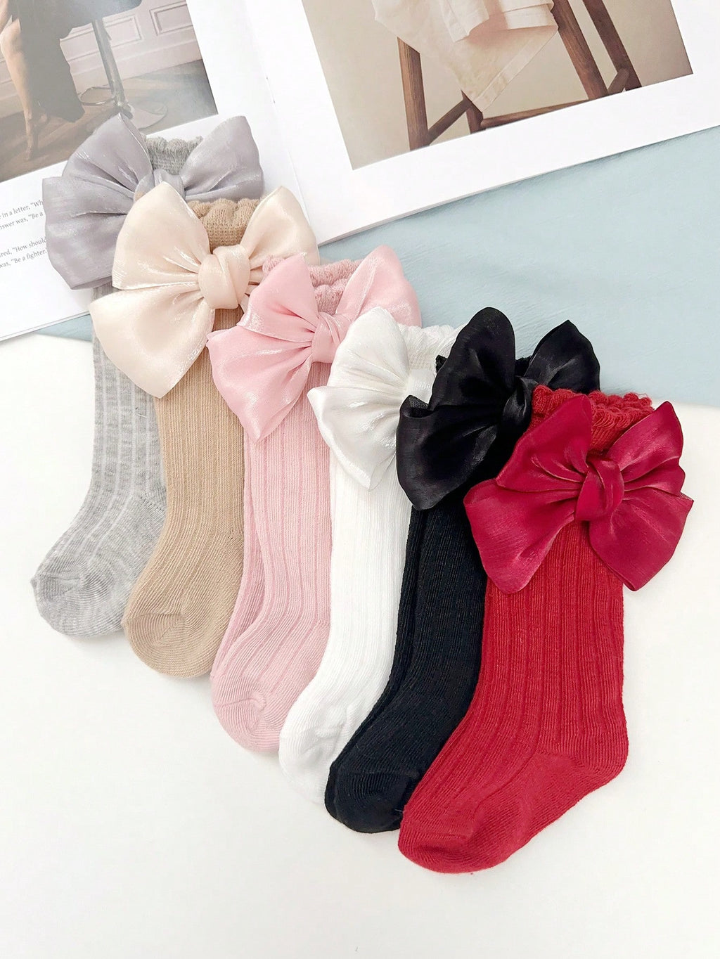 6 Pairs Baby Girls' Lovely Colorful Knee High Socks For Everyday Wear