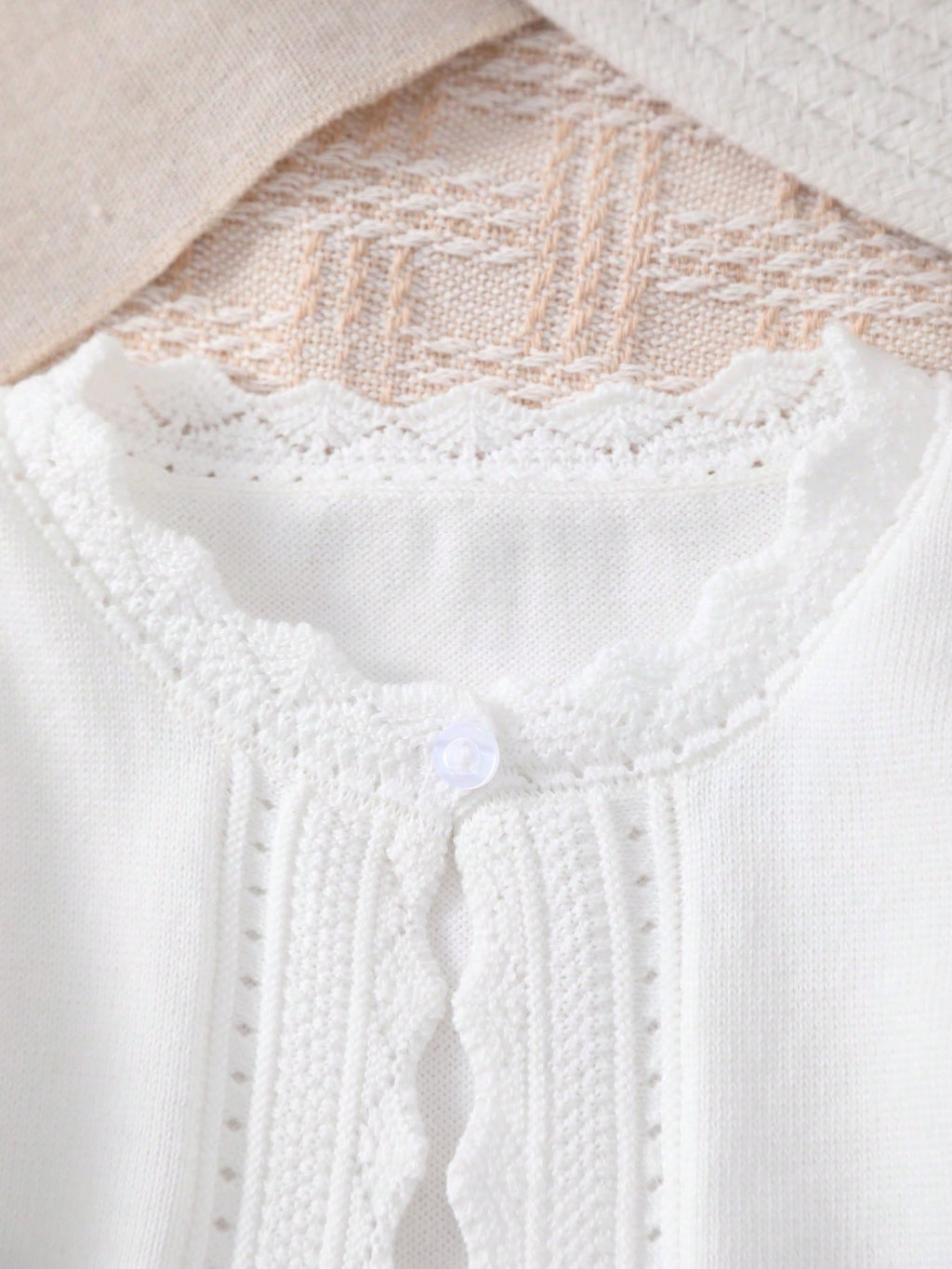 Cardigan Fille Dentelle Col & Poignets
