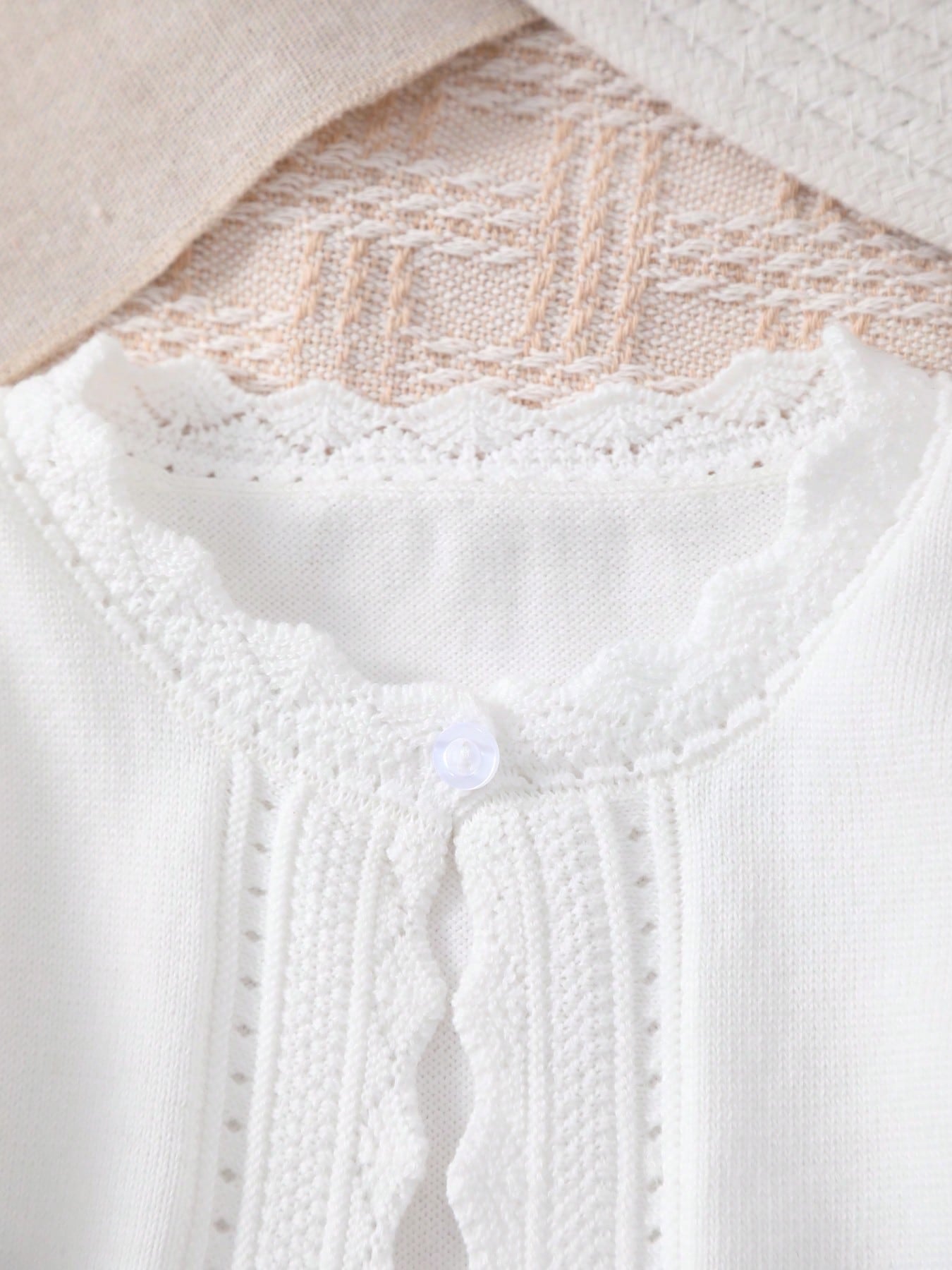 Cardigan Fille Dentelle Col & Poignets