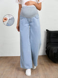 Maternity Jeans, Solid Color, Fashion Suitable For Summer Light Wash