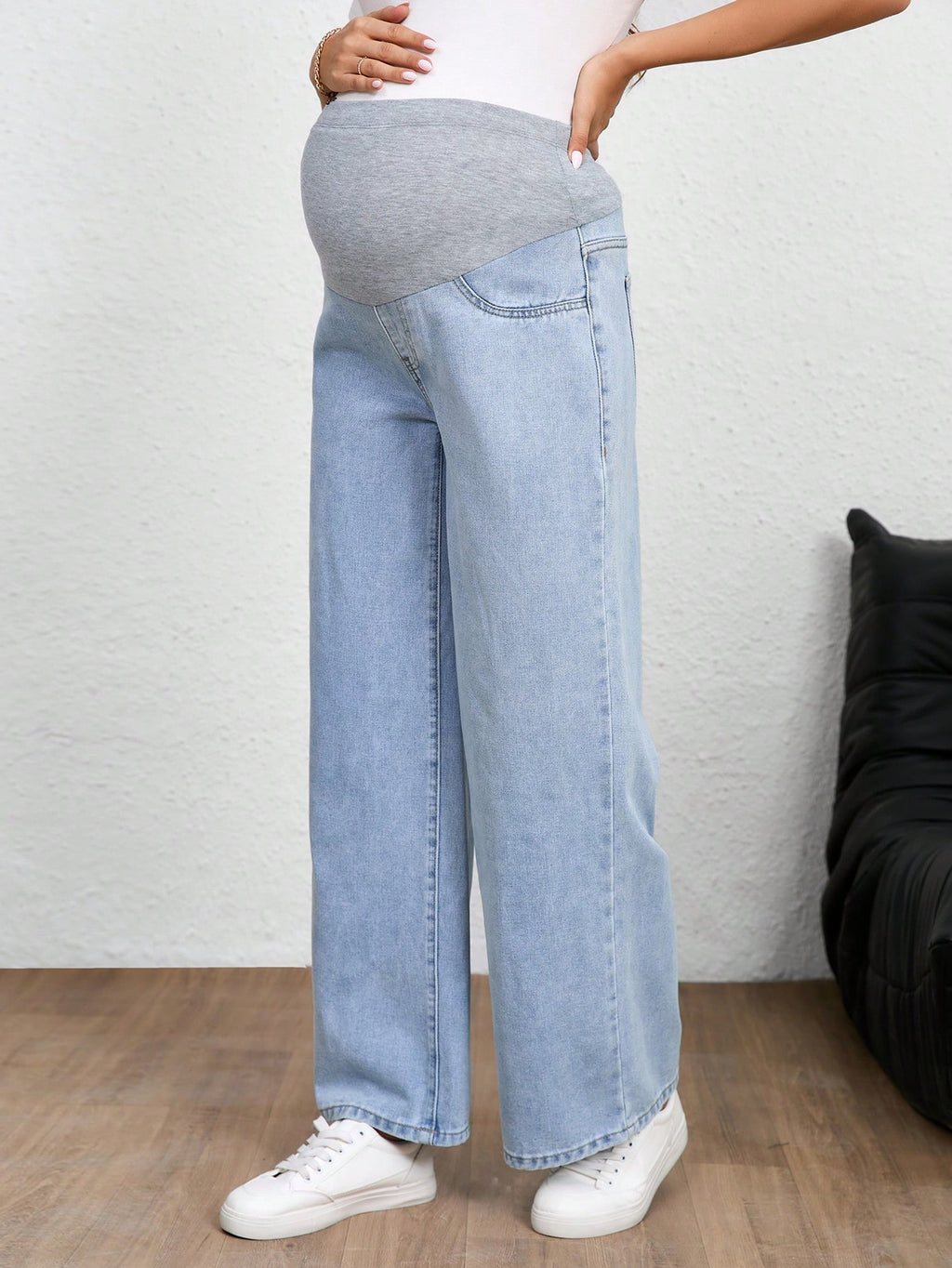 Maternity Jeans, Solid Color, Fashion Suitable For Summer Light Wash