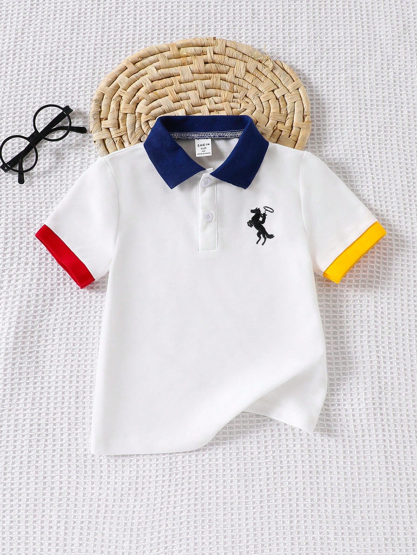 Boys' Color Block Embroidered Polo