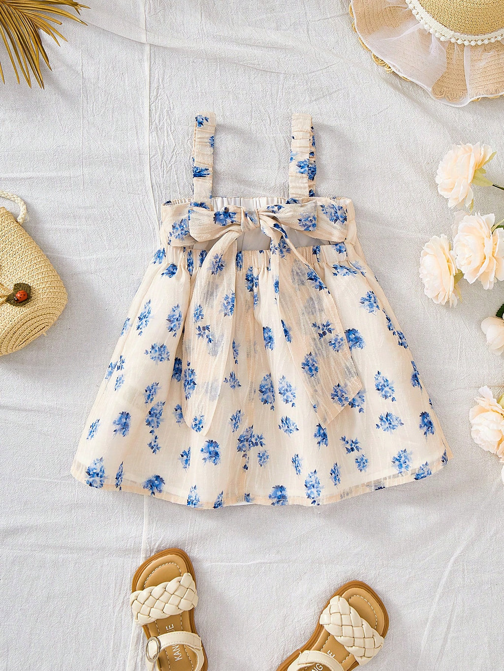 Baby Girl Mommy & Me Multicolor Loose Floral Print Camisole Summer Vacation Dress