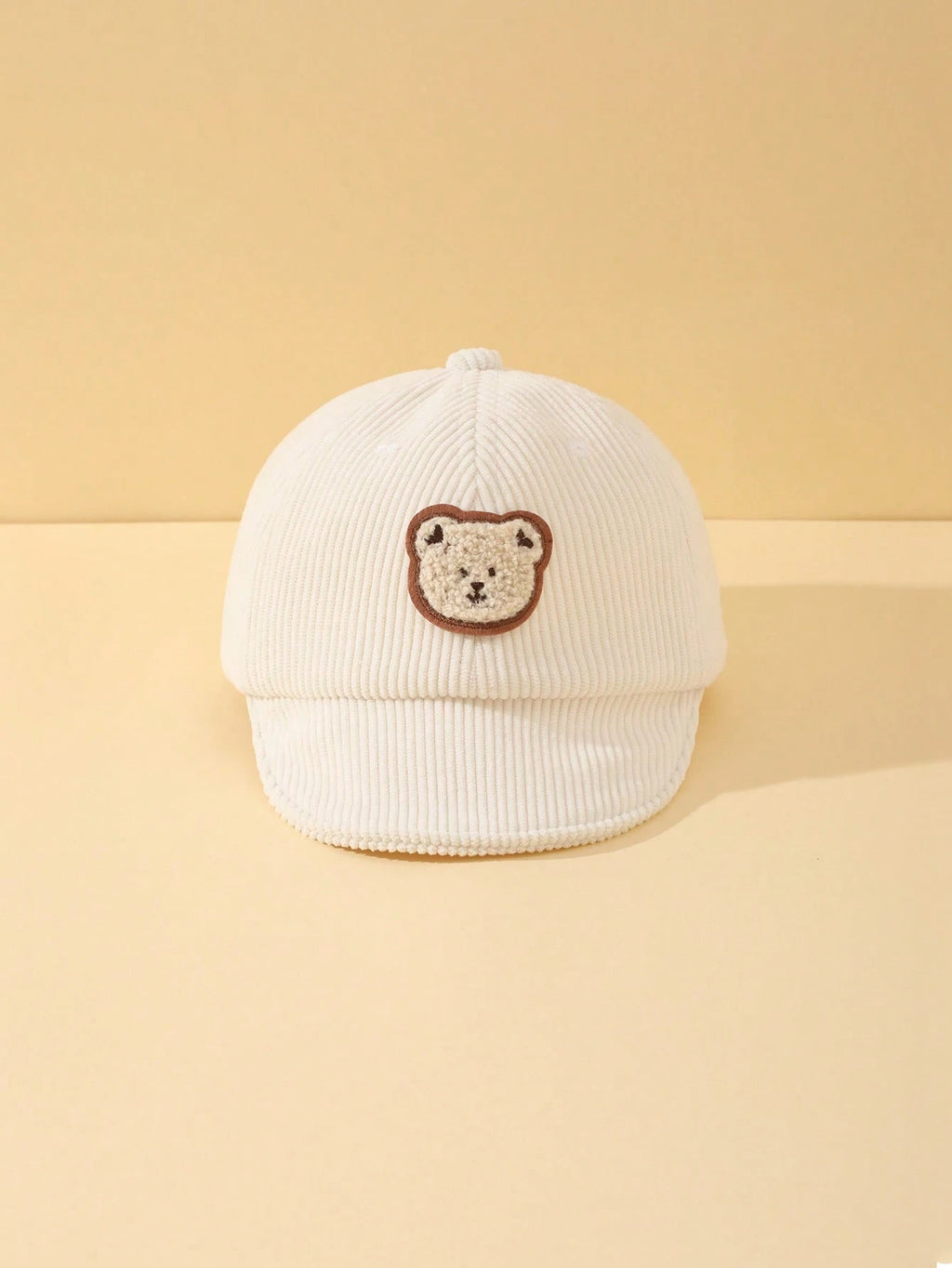 Unisex Baby Bear Decor Corduroy Baseball Sun Hat Dark Blue