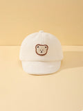 Unisex Baby Bear Decor Corduroy Baseball Sun Hat Dark Blue