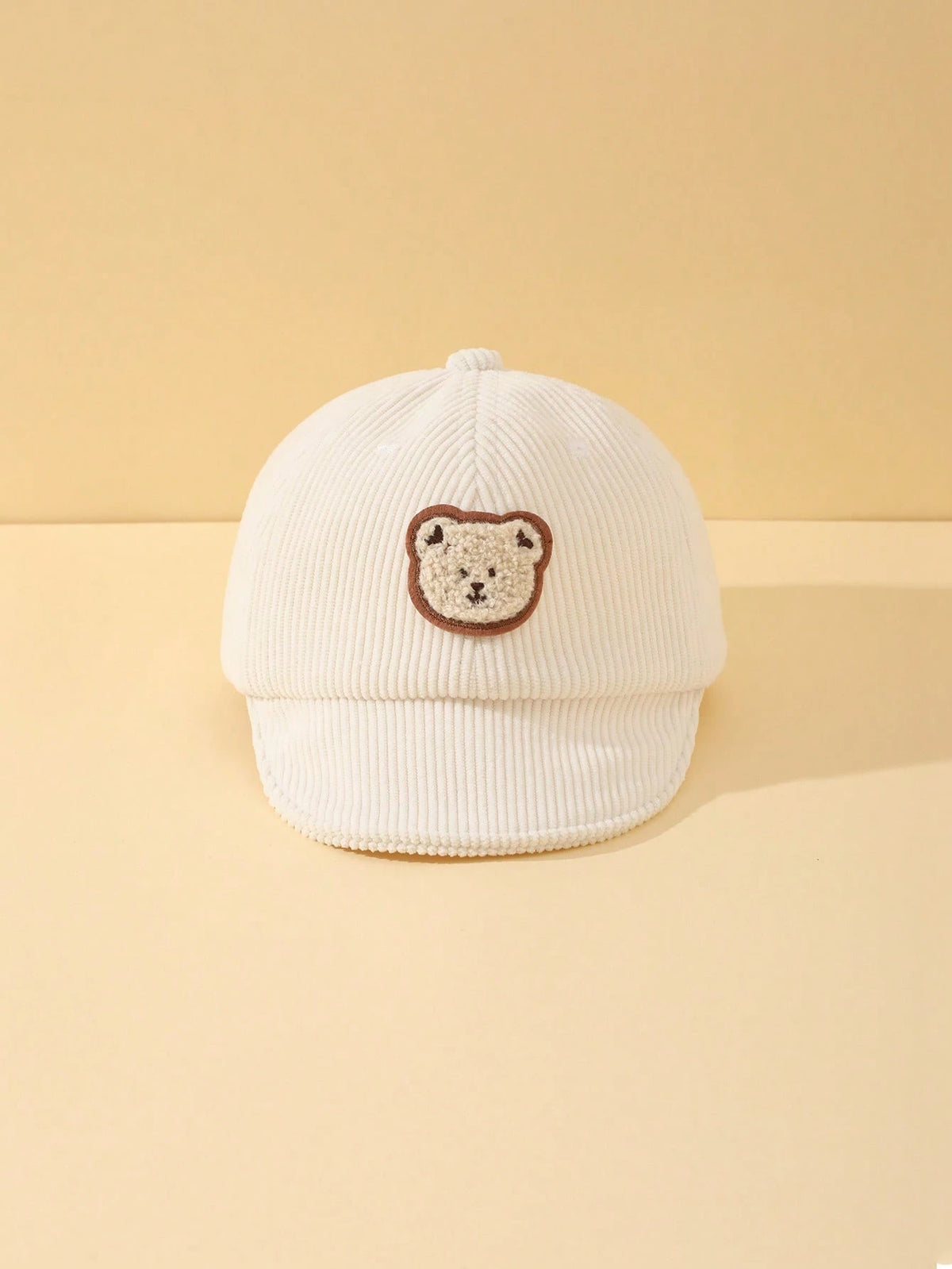 Unisex Baby Bear Decor Corduroy Baseball Sun Hat Dark Blue