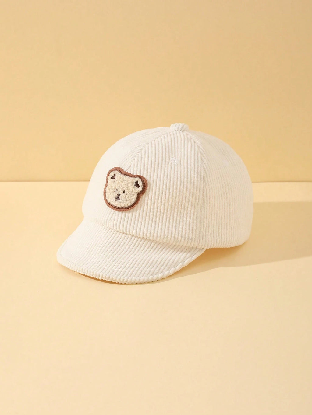 Unisex Baby Bear Decor Corduroy Baseball Sun Hat Dark Blue