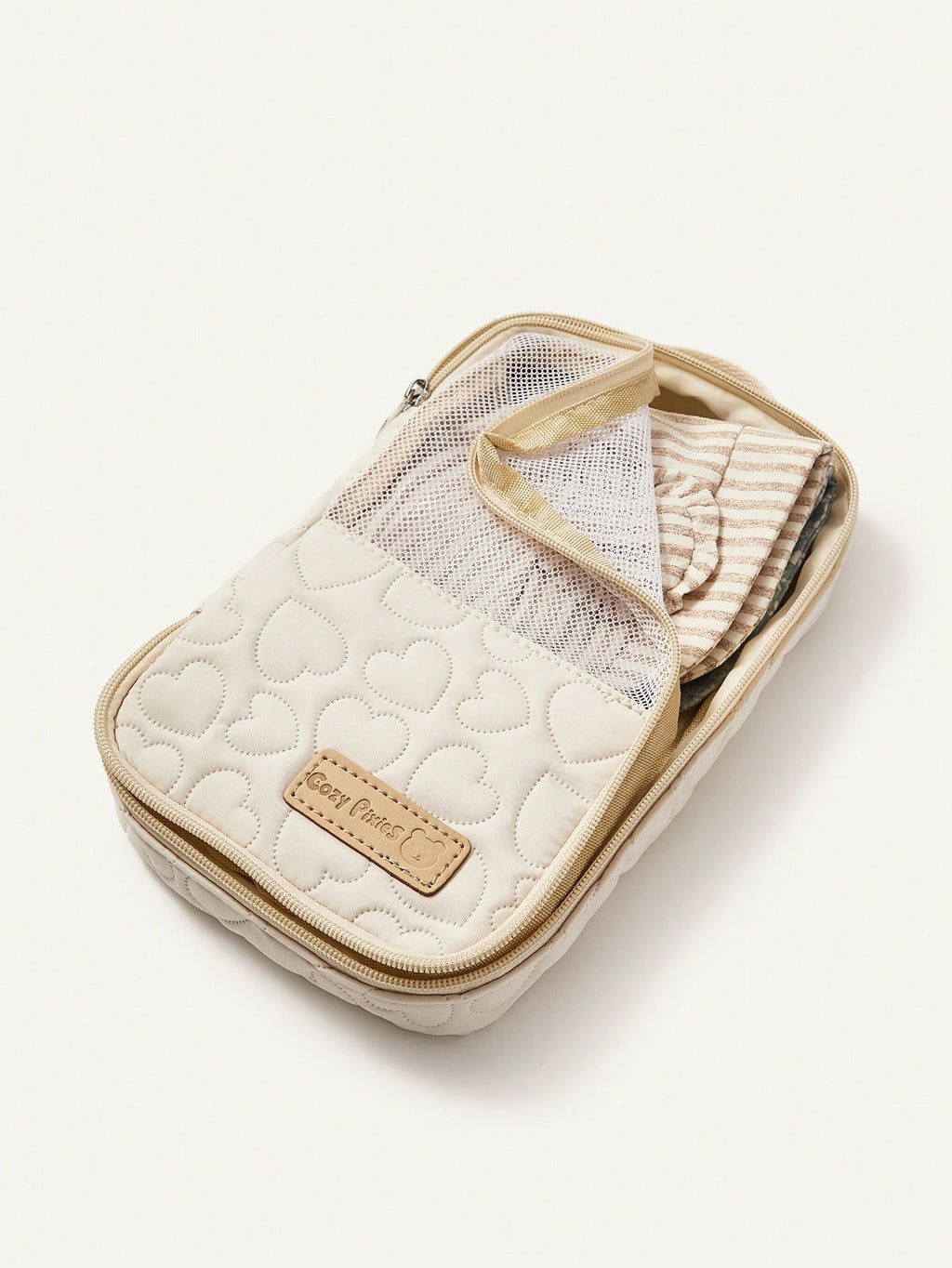 Cozy Pixies Beige Baby Diaper Bag, For Diaper And Outfit Storage, Can Be Placed In Mommy Bag Beige