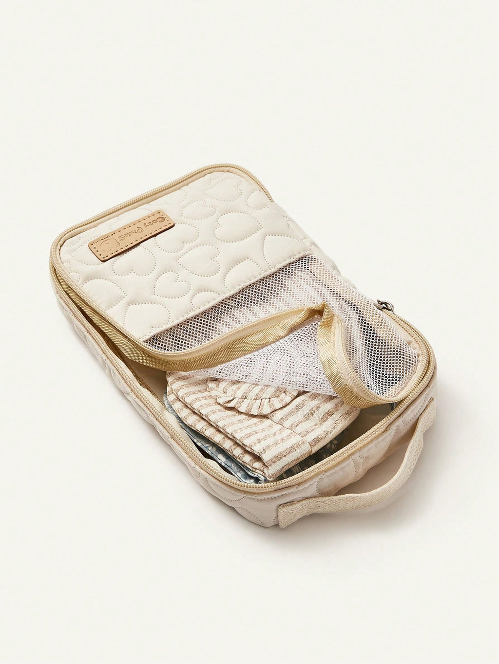 Cozy Pixies Beige Baby Diaper Bag, For Diaper And Outfit Storage, Can Be Placed In Mommy Bag Beige