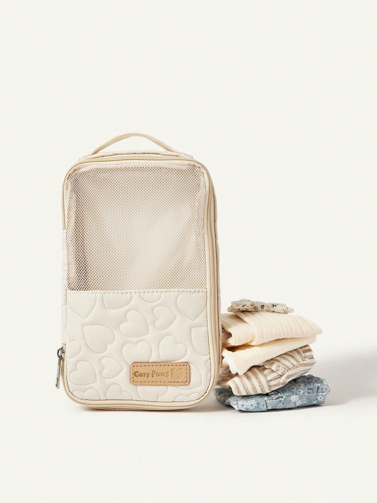 Cozy Pixies Beige Baby Diaper Bag, For Diaper And Outfit Storage, Can Be Placed In Mommy Bag Beige