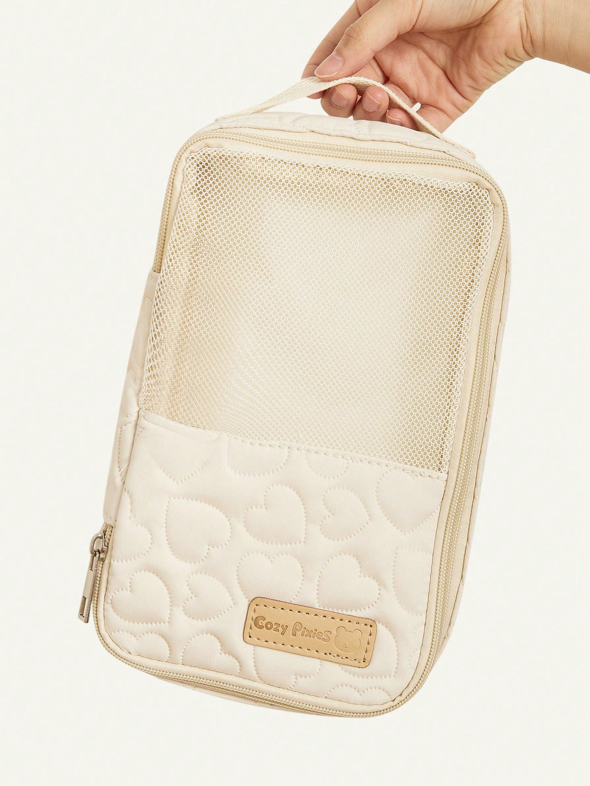 Cozy Pixies Beige Baby Diaper Bag, For Diaper And Outfit Storage, Can Be Placed In Mommy Bag Beige