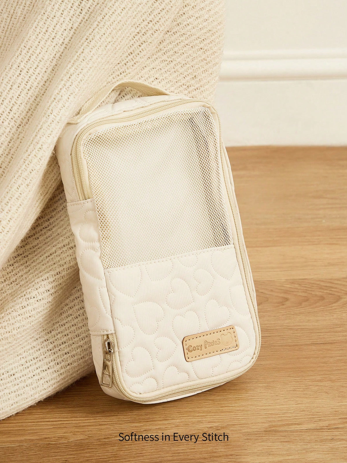 Cozy Pixies Beige Baby Diaper Bag, For Diaper And Outfit Storage, Can Be Placed In Mommy Bag Beige