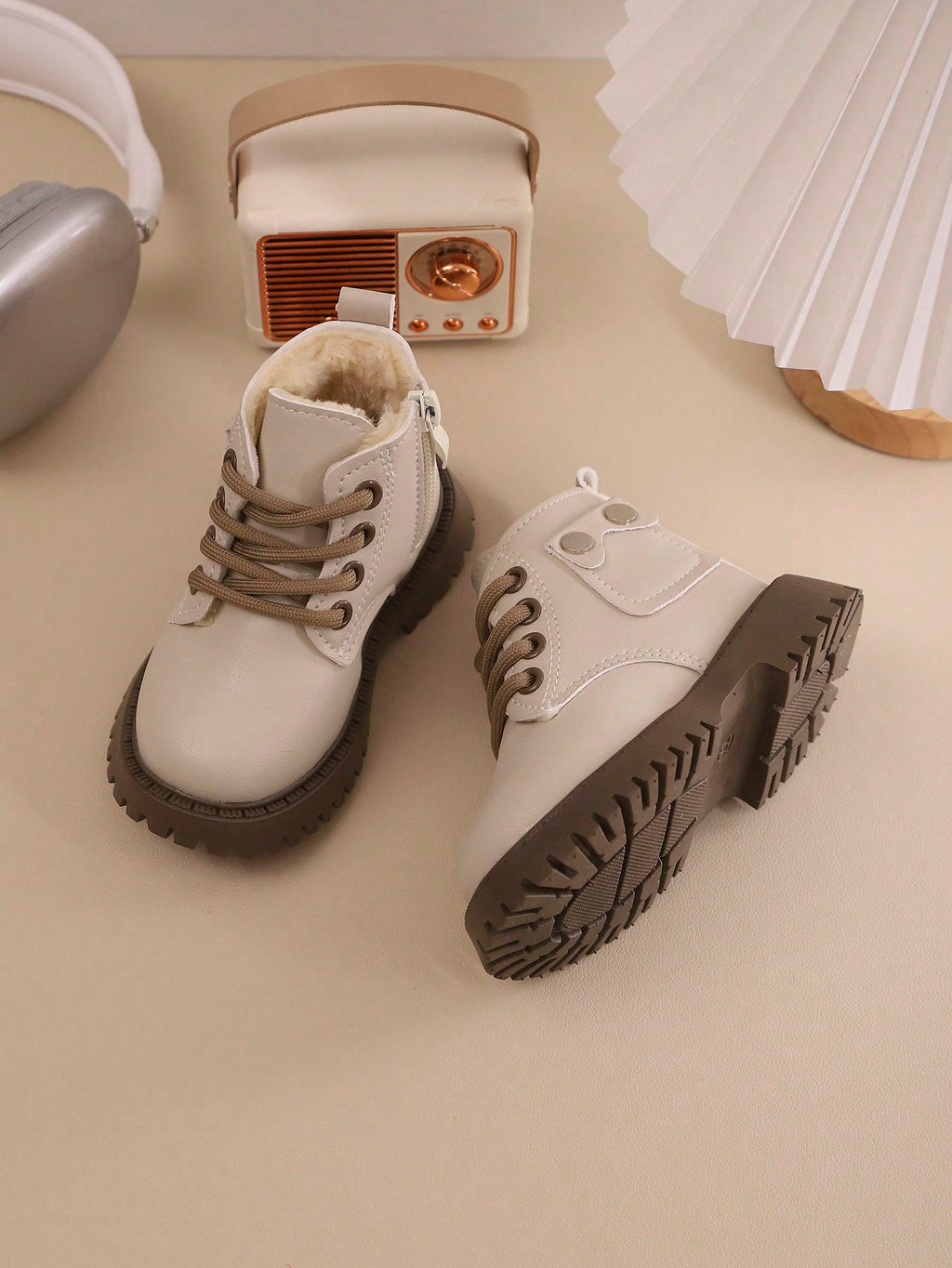 Bottes de neige isolées à brides, 1 paire - Beige