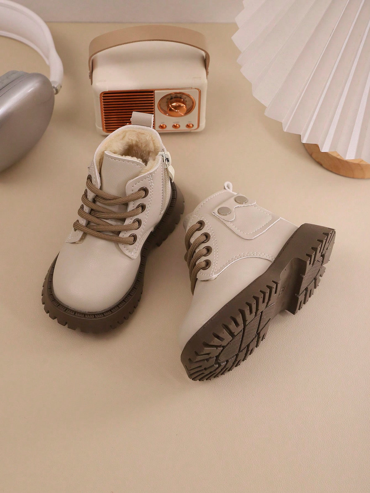 Strap Thick Insulated Snow Boots 1 Pair - Beige