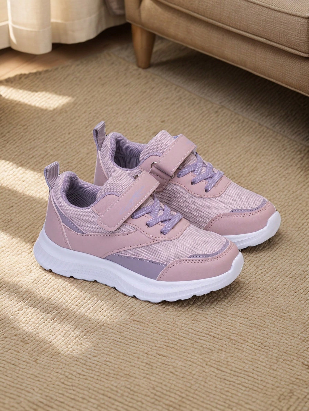 Girls' Pink Breathable Mesh Sneakers