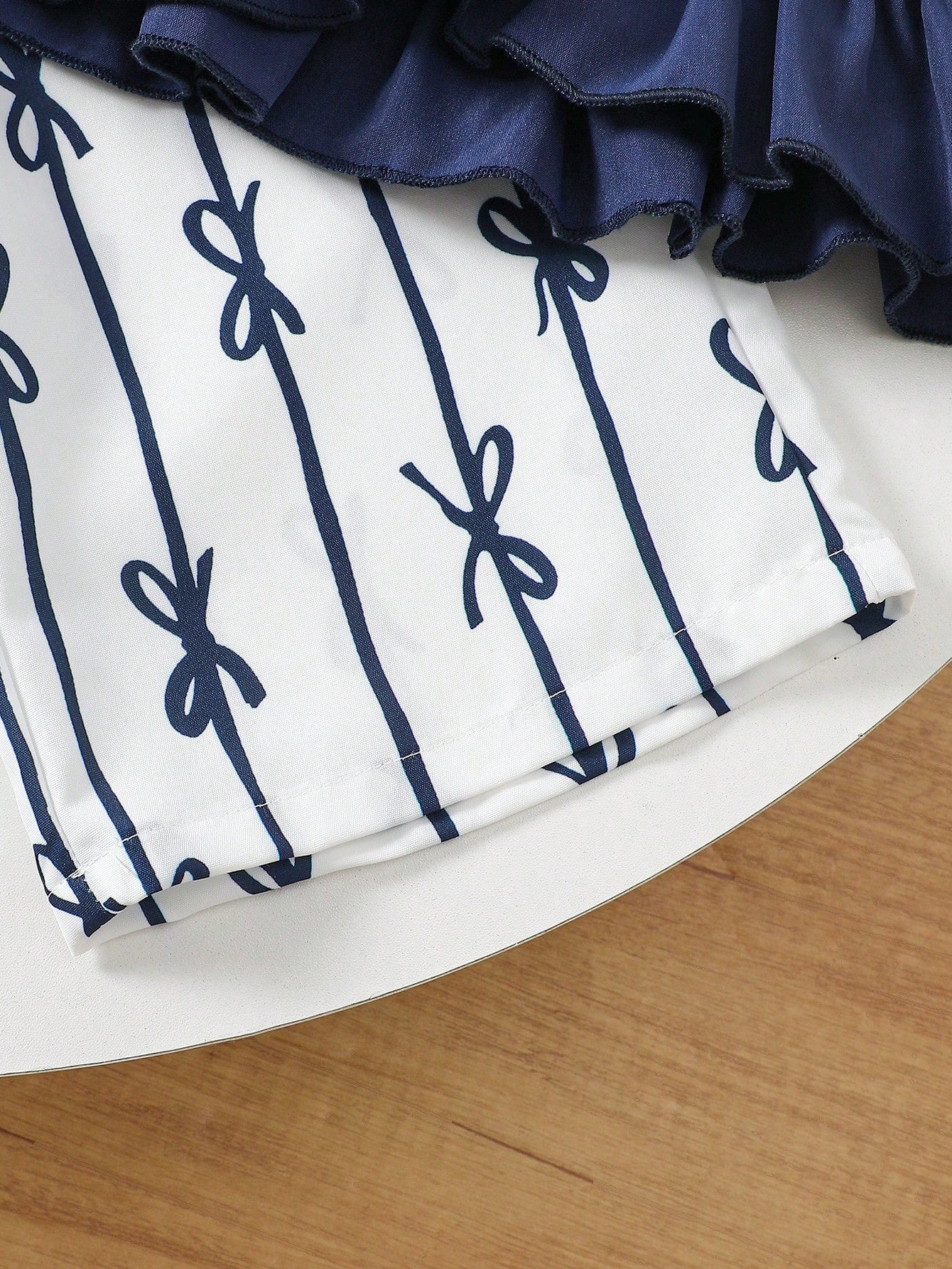 Ensemble pour bébé fille Souflis bleu marine avec nœud et imprimé fleuri de style coréen