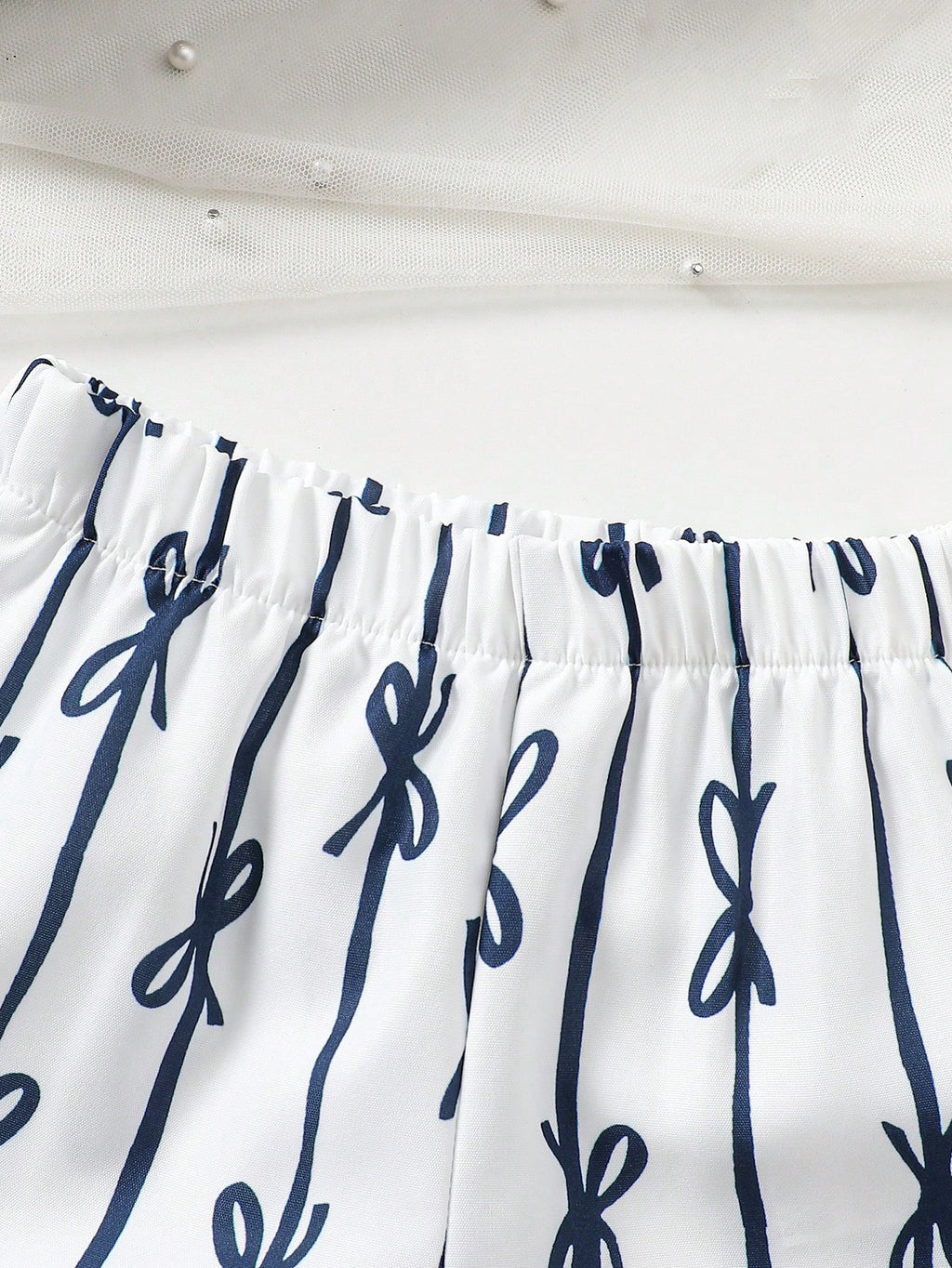 Ensemble pour bébé fille Souflis bleu marine avec nœud et imprimé fleuri de style coréen