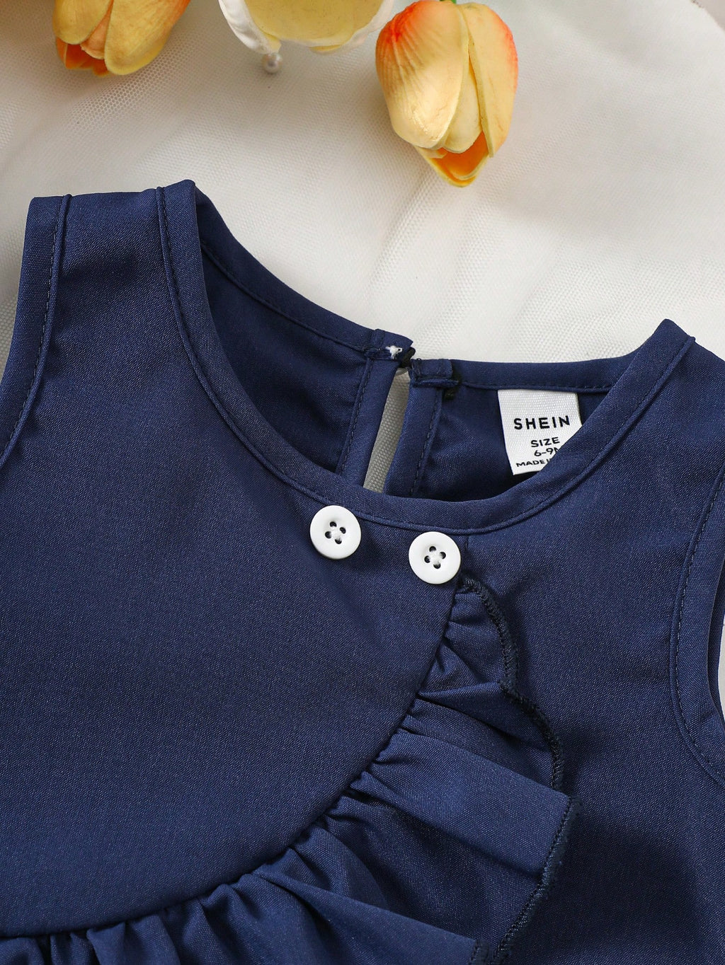 Ensemble pour bébé fille Souflis bleu marine avec nœud et imprimé fleuri de style coréen