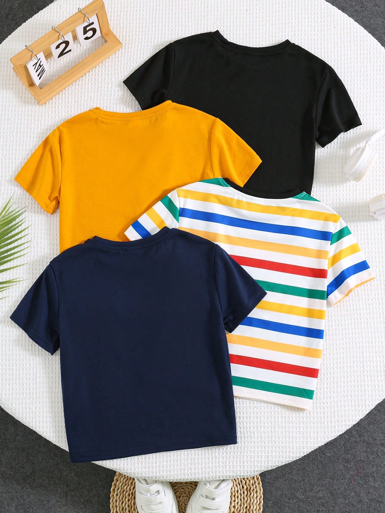 Casual Cute Short Sleeve T-Shirts 4 Pieces Set