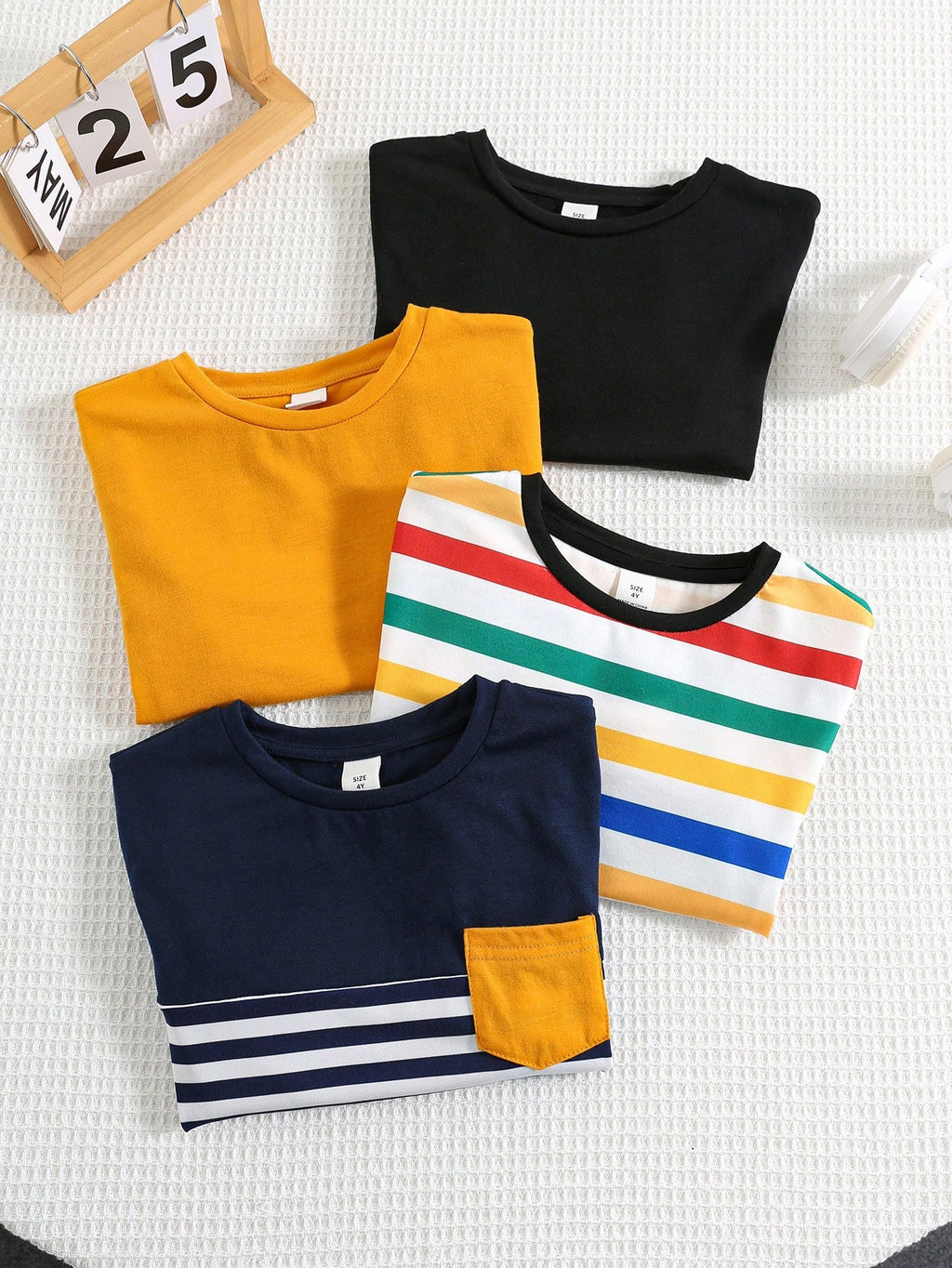 Casual Cute Short Sleeve T-Shirts 4 Pieces Set