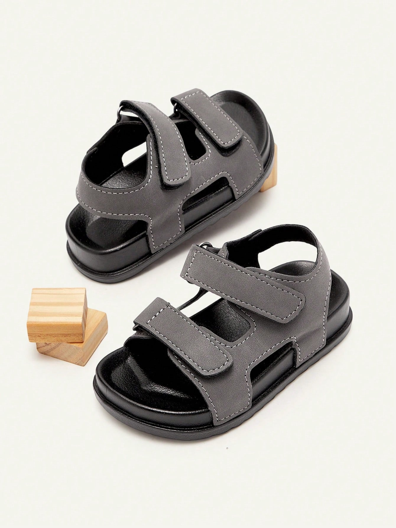 Cozy Pixies Toddler Boys' Soft-Sole Hook & Loop Summer Flat Sandals Army Green